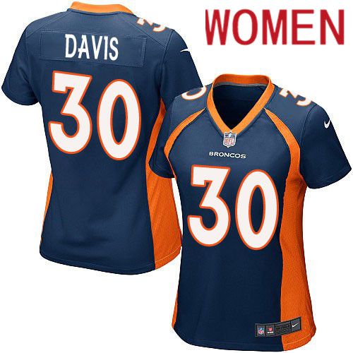 Women Denver Broncos 30 Terrell Davis Nike Navy Blue Game Player NFL Jersey